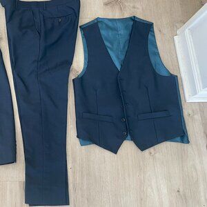 Giovanni Testi 3-Piece Suit Set – Navy Blue – Jacket, Vest & Pants – Men’s 38R